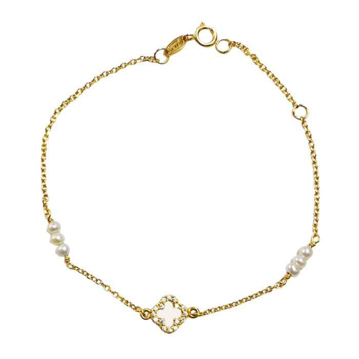 Yellow gold women's bracelet 9ct with zirkon HVY0040