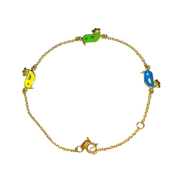 Kid's bracelet in yellow gold with birds 9ct HYY0039