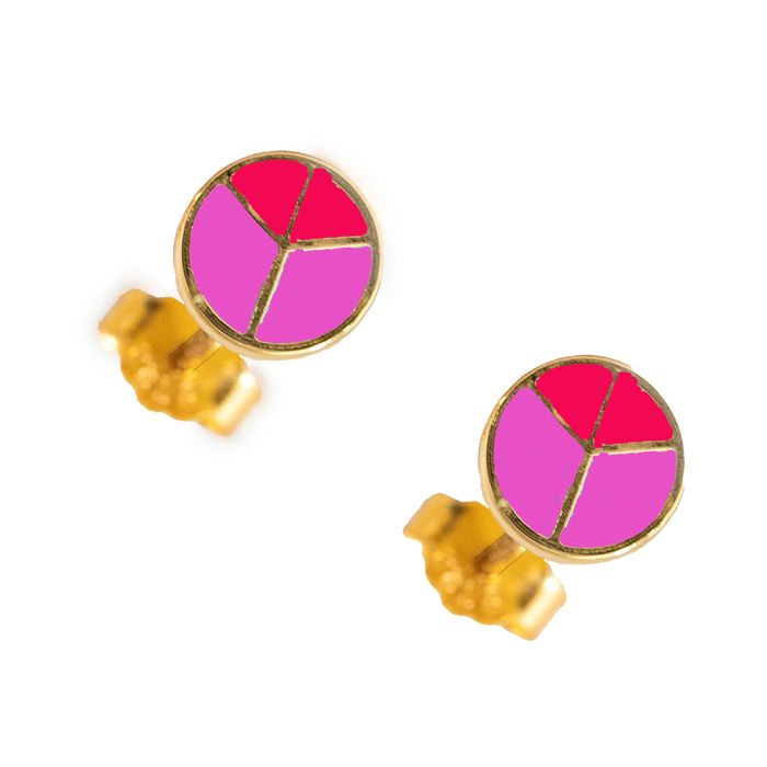 Kids earrings Yellow Gold and pink enamel 9ct HSY0074