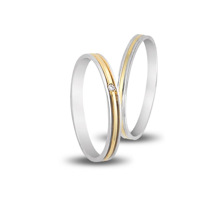 Pair of yellow and white gold wedding rings 2.5mm Veres4ever V3127