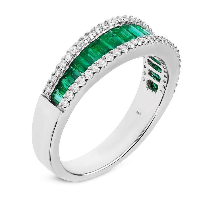 Women's gold ring 18ct with diamonds and emeralds SDT0002