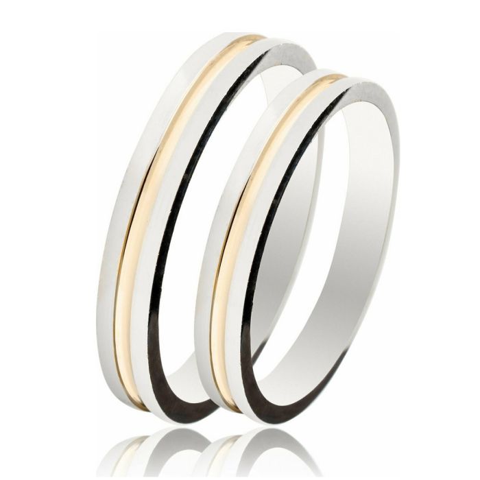 Pair of yellow and white gold wedding rings 3,20mm Maschio Femmina SL16