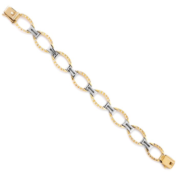 Bracelet with cust tiles and zirkon in Yellow Gold 14ct IVY0022