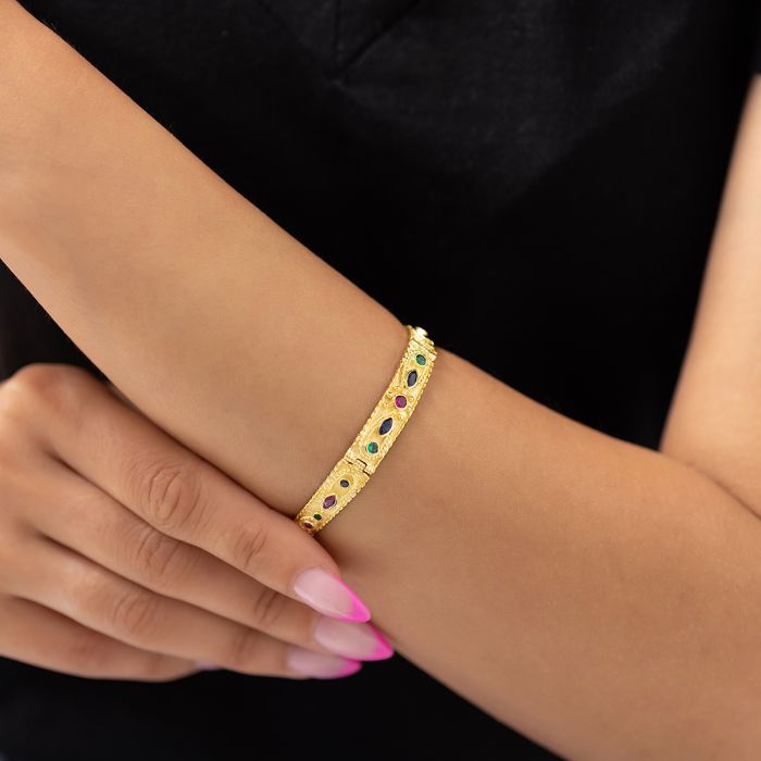 Handmade women's silver bracelet in Yellow Gold plattin 18ct WV00680