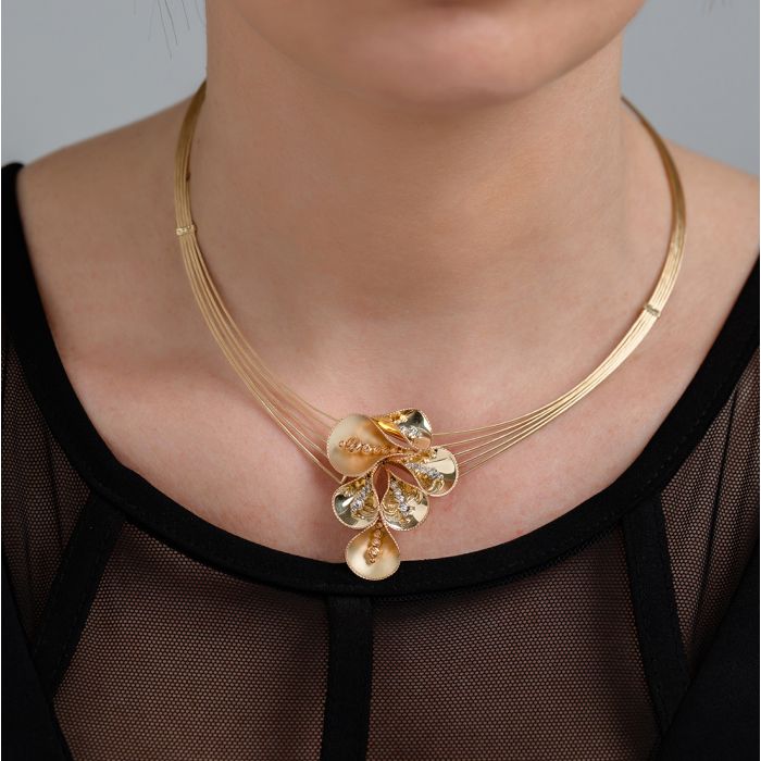 Women's necklace in Yellow Gold with leaves 14ct IRY0033