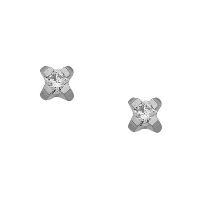 Women earrings buttoned in White Gold 9ct HSY0080