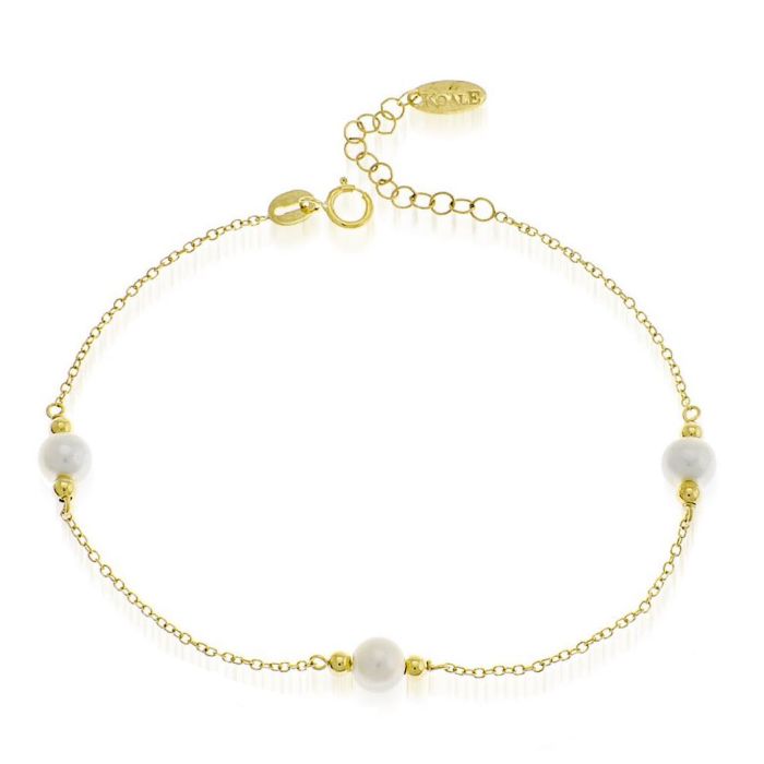 Women's bracelet in Yellow Gold with three pearls 9ct HVY0049