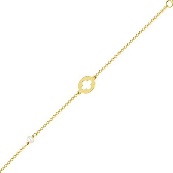 Women's bracelet in Yellow Gold with circle and pearl 9ct HVY0041