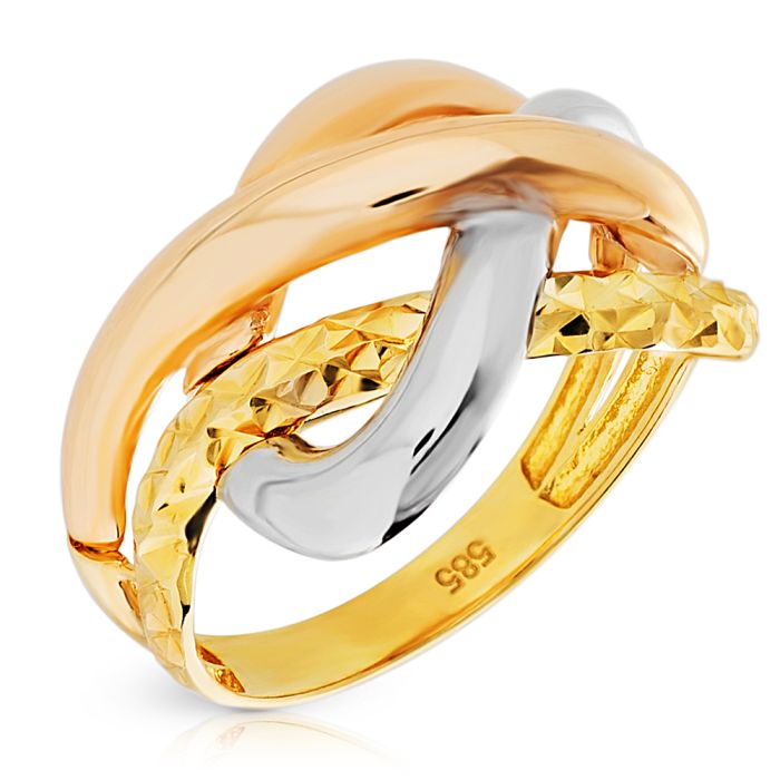 Women's ring in Yellow White and Rose Gold colours 14ct IDY0036