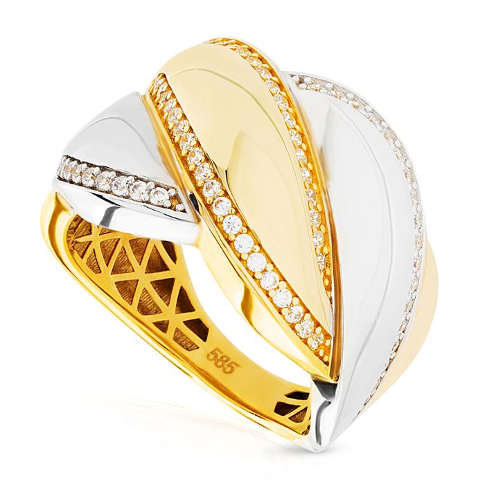 Women's ring Yellow and White Gold with zirkon 14ct IDY0037