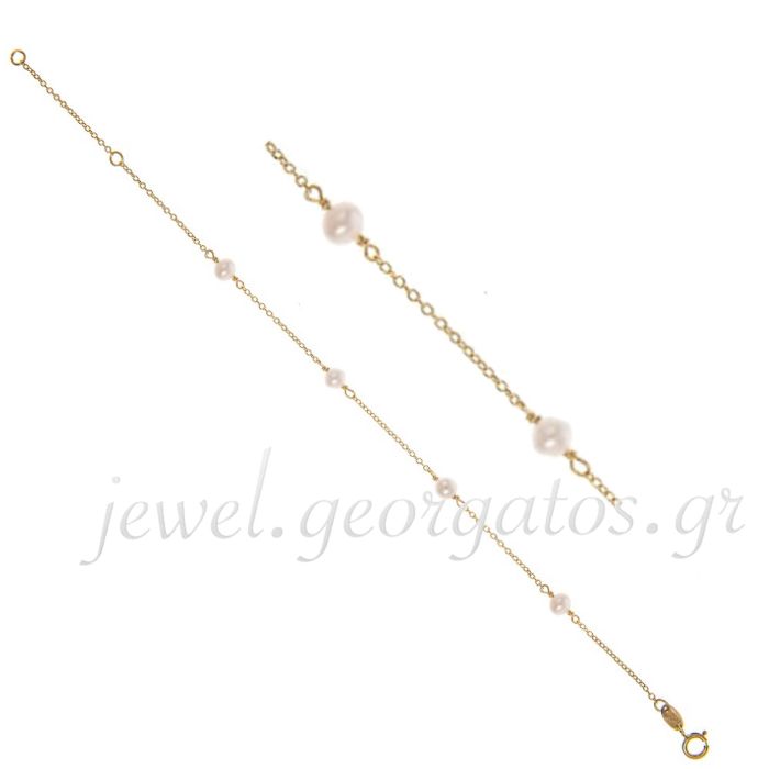 Women bracelet Yellow Gold with pearls 9ct HVL0026