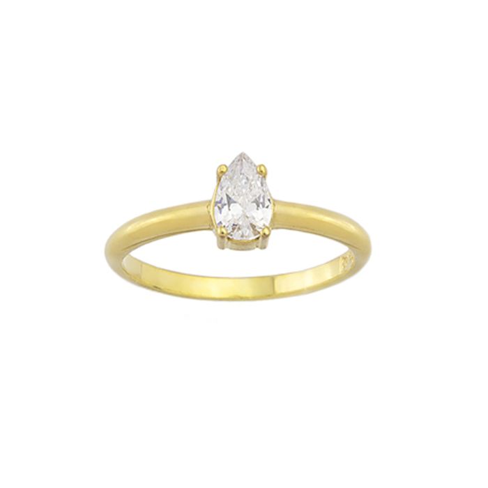Women monolith ring Yellow Gold with zircon 9ct HDY0063