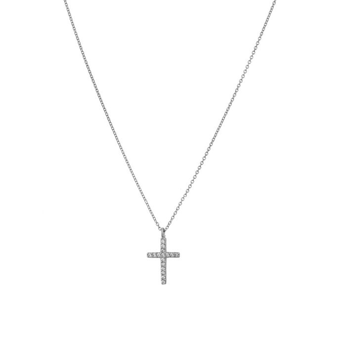 Women necklace Yellow Gold with cross and zircon 9ct HTE0019