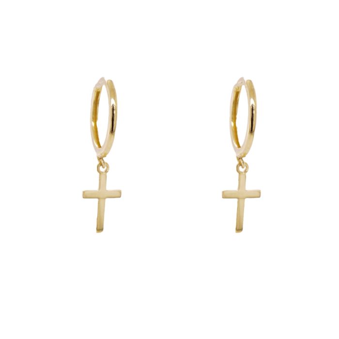 Women earrings Yellow Gold cross 14ct ISY0066