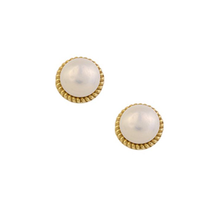Women earrings Yellow Gold with pearl 9ct HSY0090