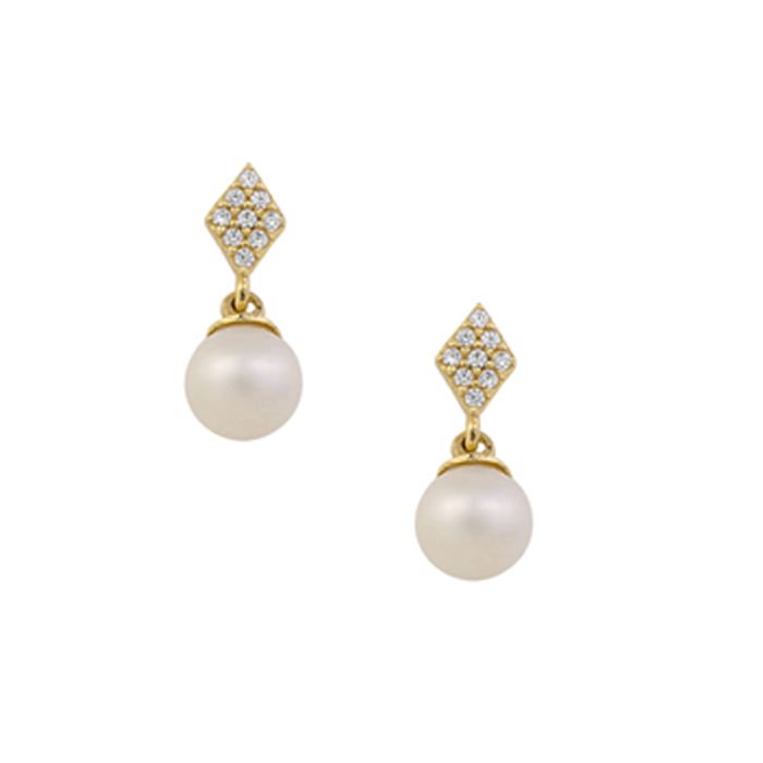 Women earrings Yellow Gold with pearl 9ct HSY0093
