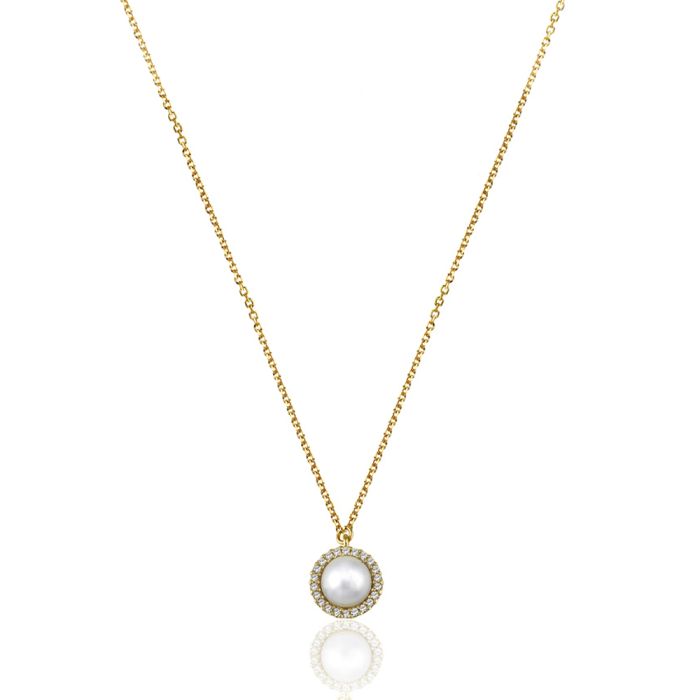 Women necklace Yellow Gold with pearl 9ct HRY0207