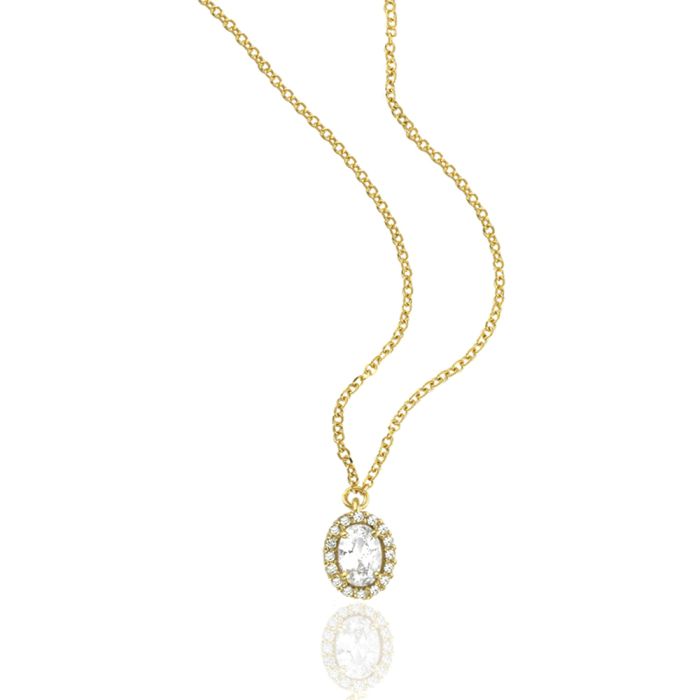 Women necklace Yellow Gold with zircon 9ct or 14ct 