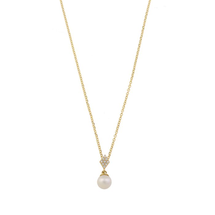 Women necklace Yellow Gold with pearl 9ct HRY0214