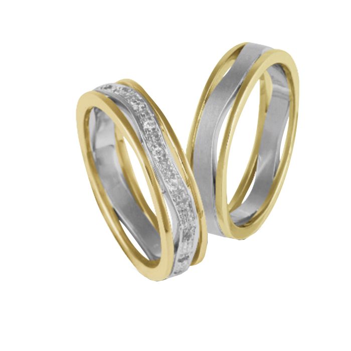 Wedding rings two tone White and Yellow Gold V2005_06