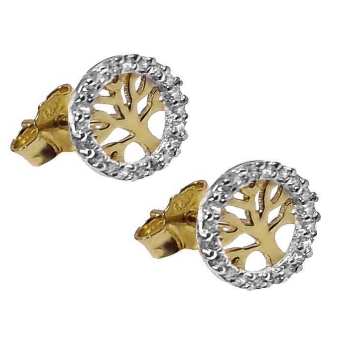 Women's earrings Yellow Gold with zircon 14ct ISR0066