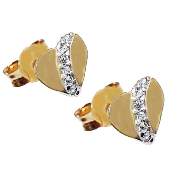 Women stud earrings Yellow Gold heart 14ct ISY0068