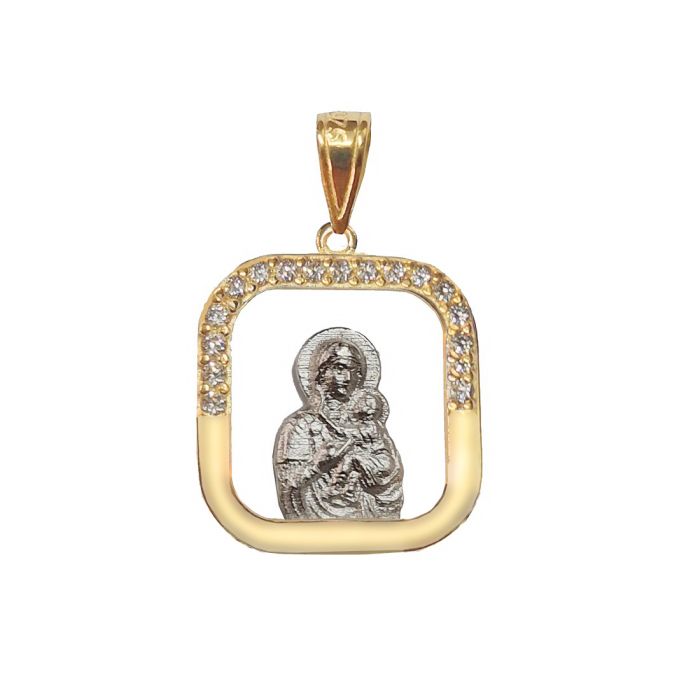 Holy Mairy charm Yellow Gold with zircon 9ct HJY0052