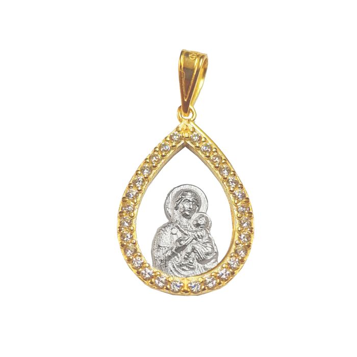 Holy Mairy charm Yellow Gold with zircon 9ct HJY0053