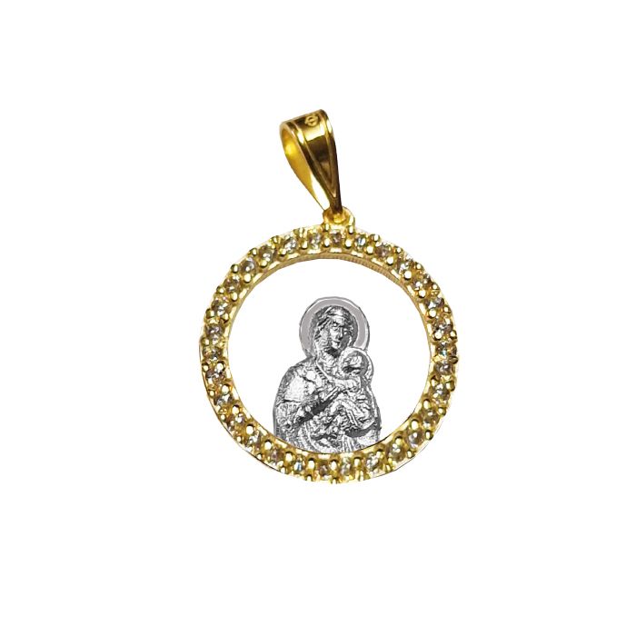 Holy Mairy charm Yellow Gold with zircon 9ct HJY0054