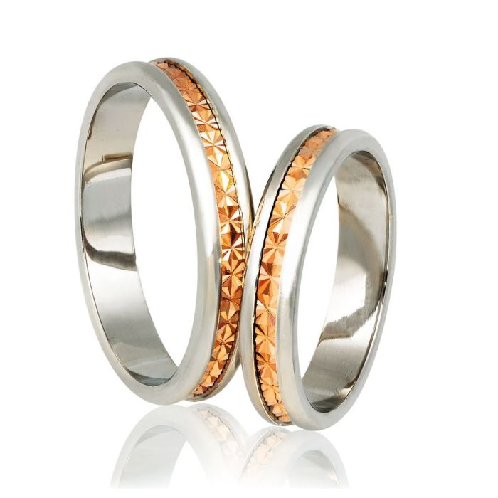 Silver wedding rings two-tone Stergiadis A75