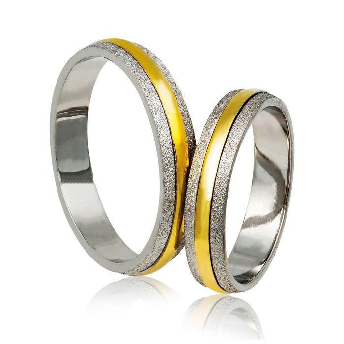 Silver wedding rings two-tone Stergiadis A81_WY
