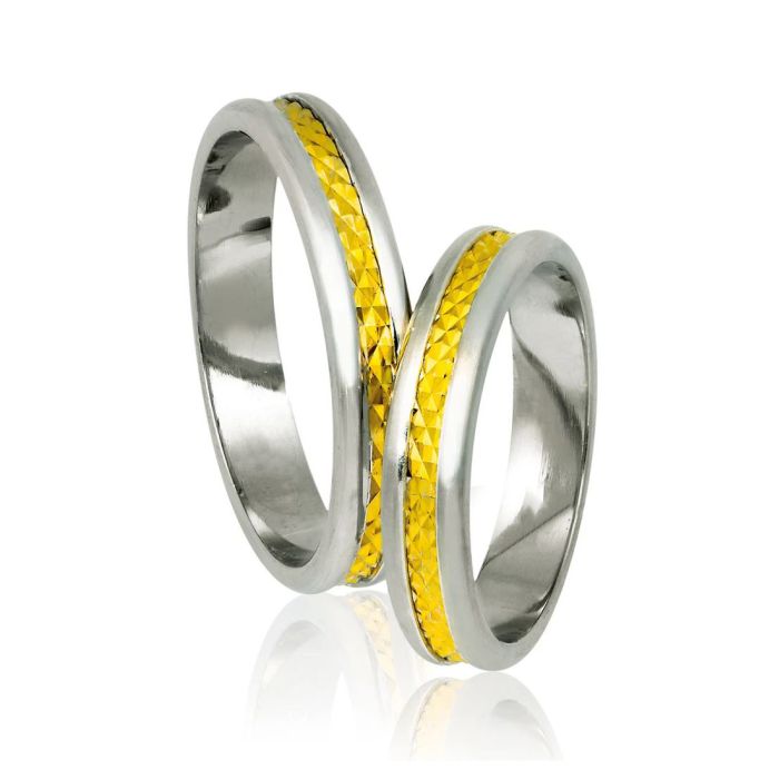 Silver wedding rings two-tone Stergiadis A76_WY