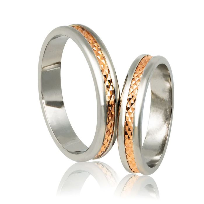 Silver wedding rings two-tone Stergiadis A76_WY