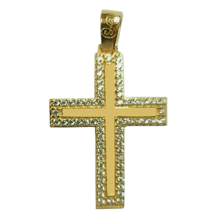 Women's yellow gold cross with zirkon 14CT without chain ITY0001