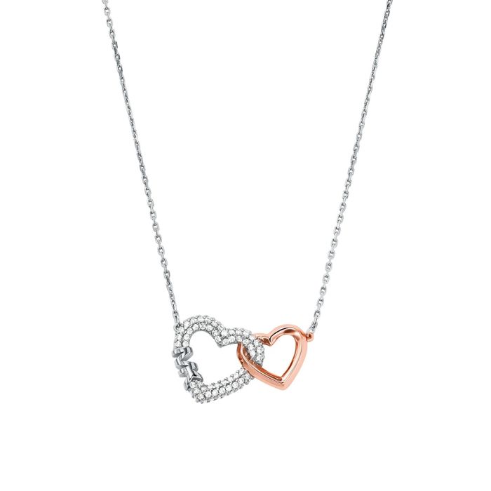 Women's silver necklace double heart Michael Kors MKC1641AN931