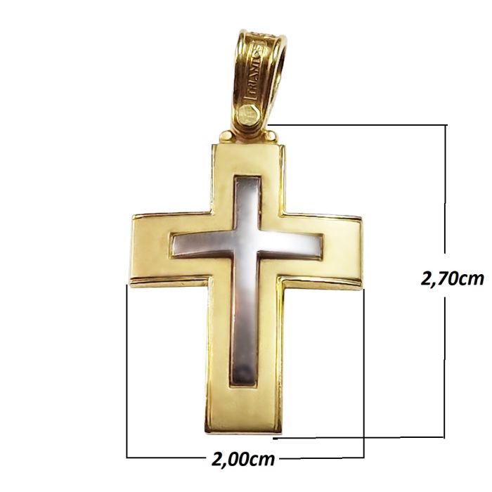 Men's cross two tone Yellow and White Gold 18ct KTB0015