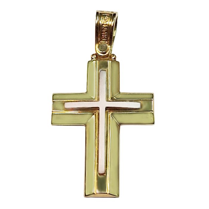 Men's cross two tone Yellow and White Gold 18ct KTB0030