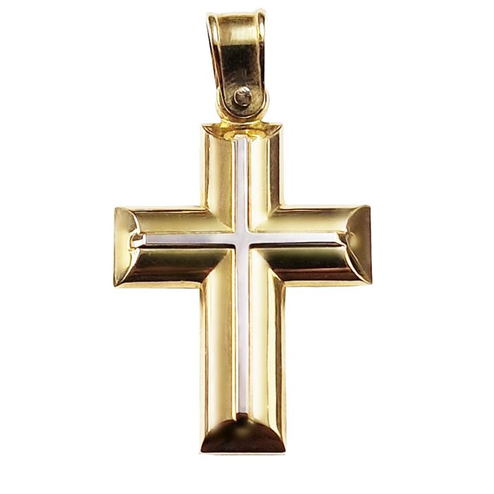 Men's cross two tone Yellow and White Gold 18ct KTB0053