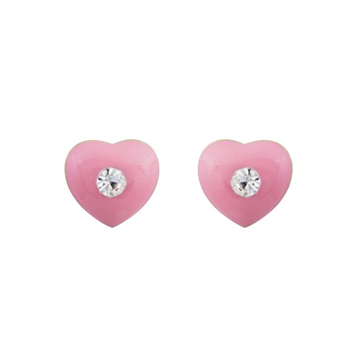 Kid's earrings heart with zirkon 9ct HSZ0003