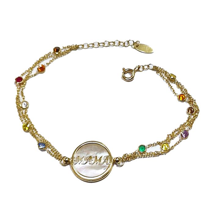Women's Mum bracelet Yellow Gold with zirkon 9ct HVZ0017