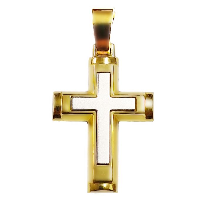Men's cross two tone Yellow and White Gold 14ct JTL0174