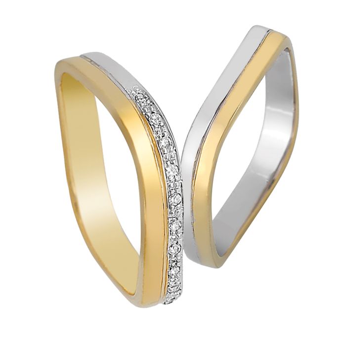 Wedding rings Yellow and White Gold 4ever 3.30mm V5020_WY_stones