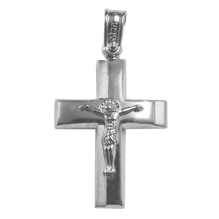 Men's cross White Gold with Jesus Christ 14ct ITZ0039