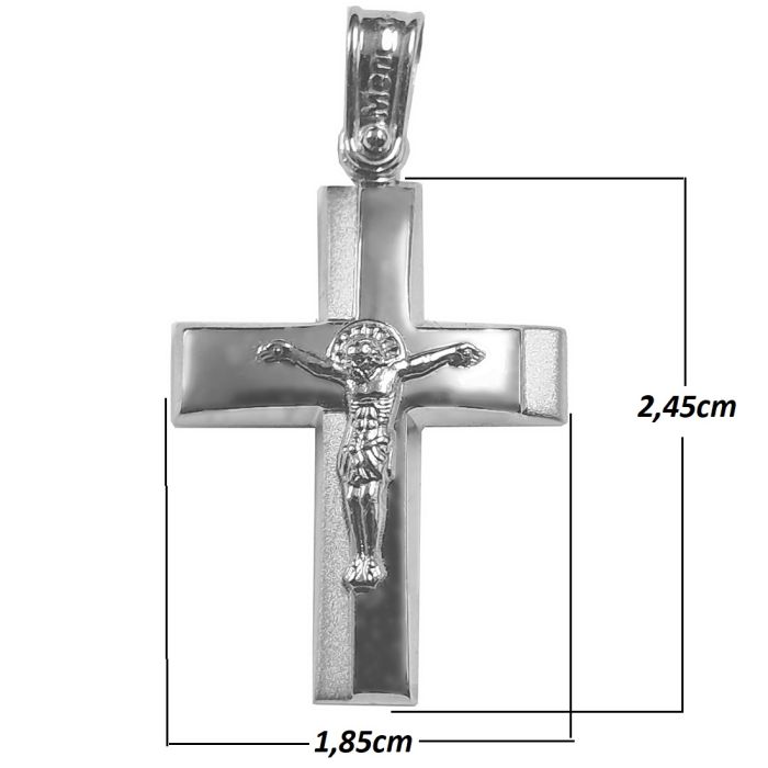 Men's cross White Gold with Jesus Christ 14ct ITZ0039