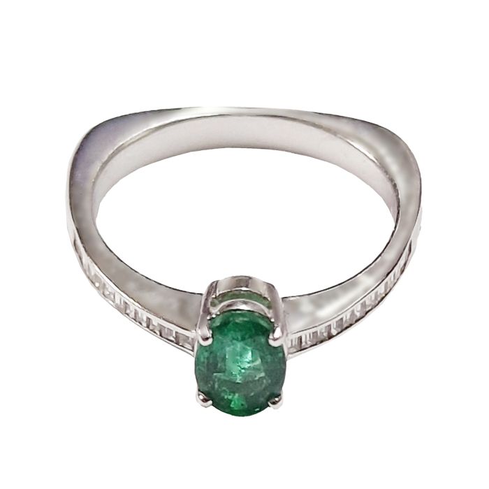 Women's ring White Gold with emerald 18ct SDZ0016