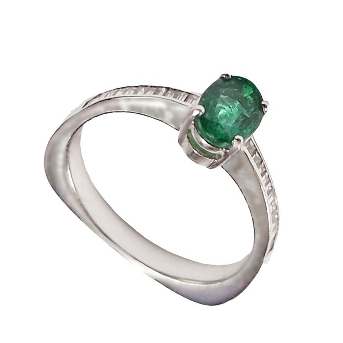 Women's ring White Gold with emerald 18ct SDZ0016