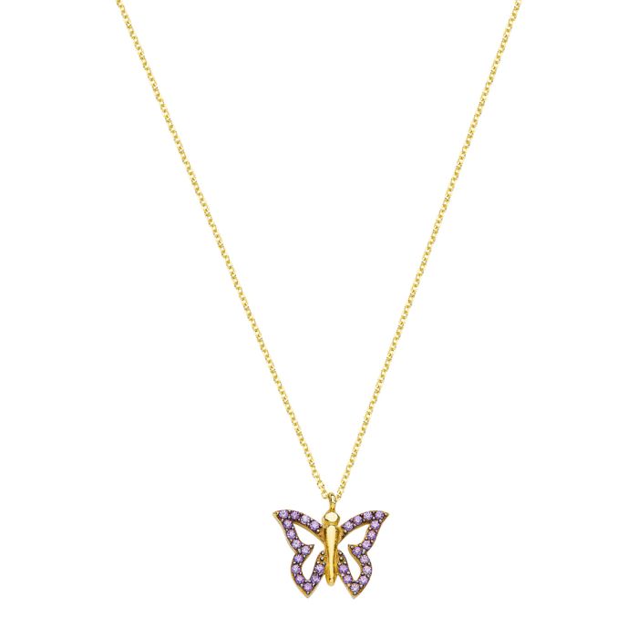 Women's necklace Yellow Gold with buterfly 9ct HRZ0029
