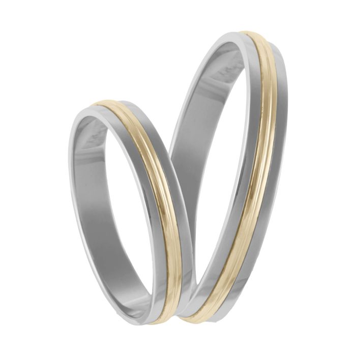 Wedding rings two tone Yellow and White Gold 4ever  V2025_04