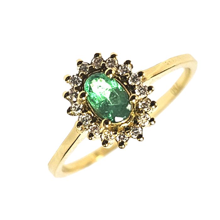 Women ring Yellow Gold with emerald 18ct SDZ0027