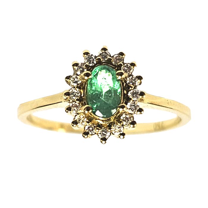 Women ring Yellow Gold with emerald 18ct SDZ0027